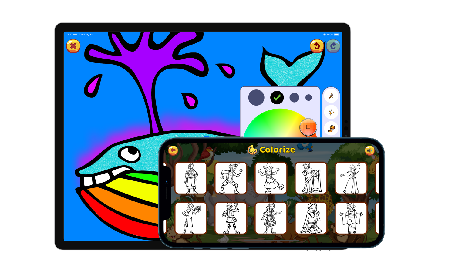 Kids Coloring Book. Draw on go